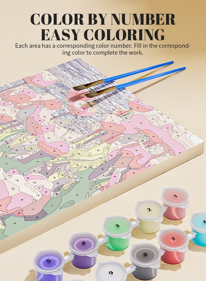 لوحة قماشية للرسم بالأرقام للأطفال البالغين والمبتدئين، لوحة قماشية للرسم بالأرقام مصنوعة يدويًا لحفلات الرسم وأنشطة الفصل الدراسي والهدايا - Image 3